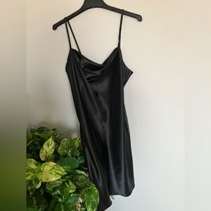 bebe Black Satin Slip on Dress